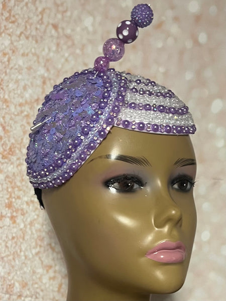 Lavender Double Cup Beaded hat for Church, Weddings, Tea Parties, and other special occasions (Copy)
