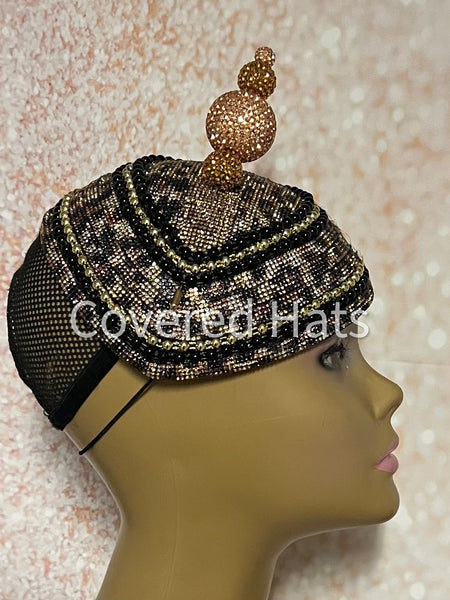 Leopard Print Rhinestone Fascinator, Half Hat for Church and Special Occasions