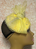 Yellow Braid Fascinator Half Hat, Church Head Covering, Headwear, Tea Parties, Weddings and other Special Occasions