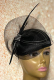 Black Satin Hat for Church, Wedding, Mother of the Bride, Head Covering, Tea Parties