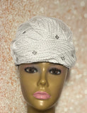 White Draped Mesh Full Hat Fascinator for weddings, church, tea parties and special occasions