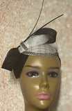 Black and White Sinamay Fascinator Half Hat for Church Head Covering, Tea Party, Wedding and Other Special Occasions