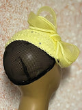 Yellow Full Braid Fascinator Half Hat, Church Head Covering, Headwear, Tea Parties, Weddings and other Special Occasions