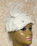 White Rhinestone Braid Hat for church head covering and other special occasions