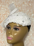White Rhinestone Braid Hat for church head covering and other special occasions