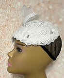 White Rhinestone Braid Hat for church head covering and other special occasions
