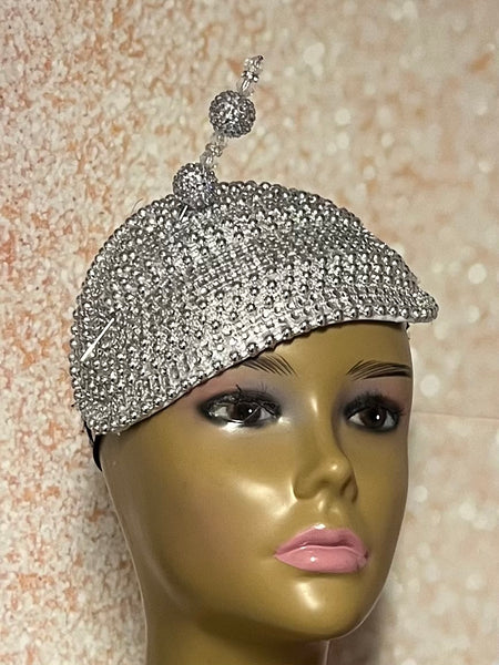Silver Beaded Half Hat Fascinator for weddings, church and special occasions, Gift for Mom, Sister, Wife, Her