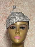 Silver Beaded Half Hat Fascinator for weddings, church and special occasions, Gift for Mom, Sister, Wife, Her