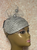 Silver Beaded Half Hat Fascinator for weddings, church and special occasions, Gift for Mom, Sister, Wife, Her