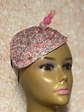Pink Crystal Rhinestone Beaded Fascinator Half Hat, Church Head Covering, Headwear, Tea Parties Weddings and other special occasions