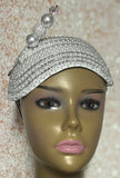 White Beaded Half Hat Fascinator for weddings, church and special occasions, Gift for Mom, Sister, Wife, Her