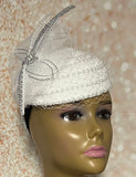 White Lace and Pearl Half Hat Fascinator for weddings, church, tea parties and special occasions
