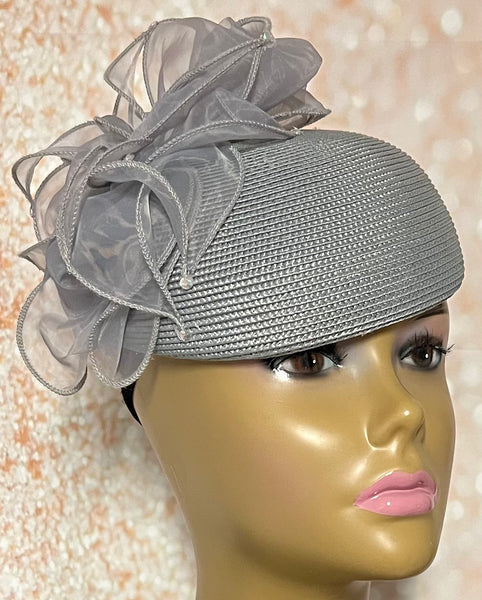 Gray Hat for Church Wedding Mother of the Bride Head Covering