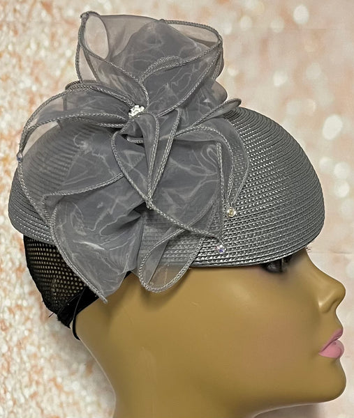 Gray Hat for Church, Wedding, Mother of the Bride, Head Covering, Tea Parties