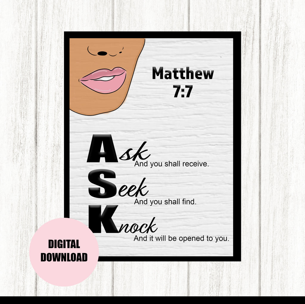 Ask Seek Knock Wall Art/Poster Digital Download