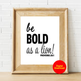 Proverbs 28 Be Bold Scripture Verse Digital Printable Wall Art