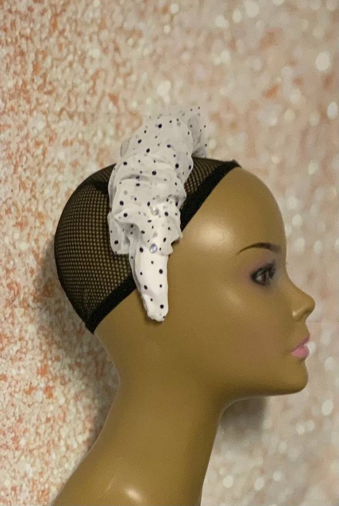 Navy and White Scrunchy Headband