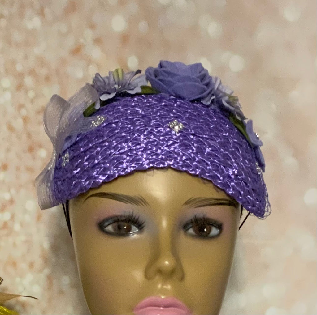 Purple Flower Crown Half Hat