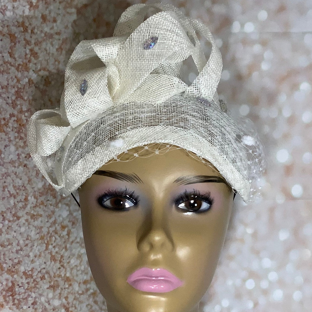White Sinamay Half Hat