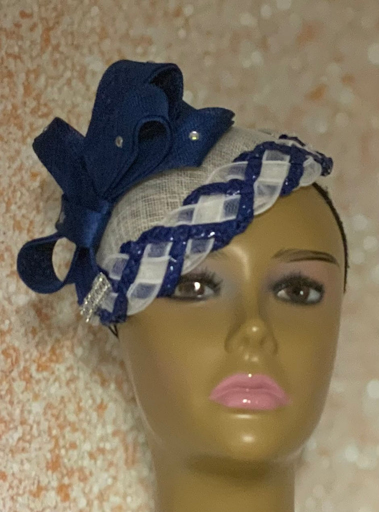 Blue Sinamay Fascinator Half Hat