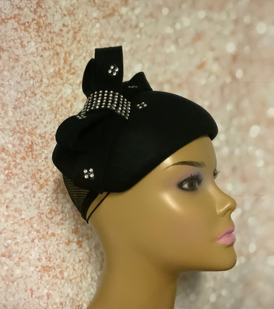 Black Bling Wool Felt Hat
