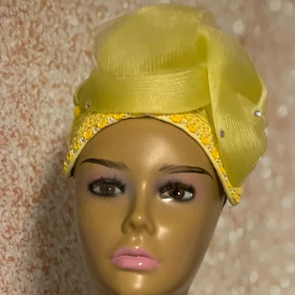 Yellow Sinamay Half Hat