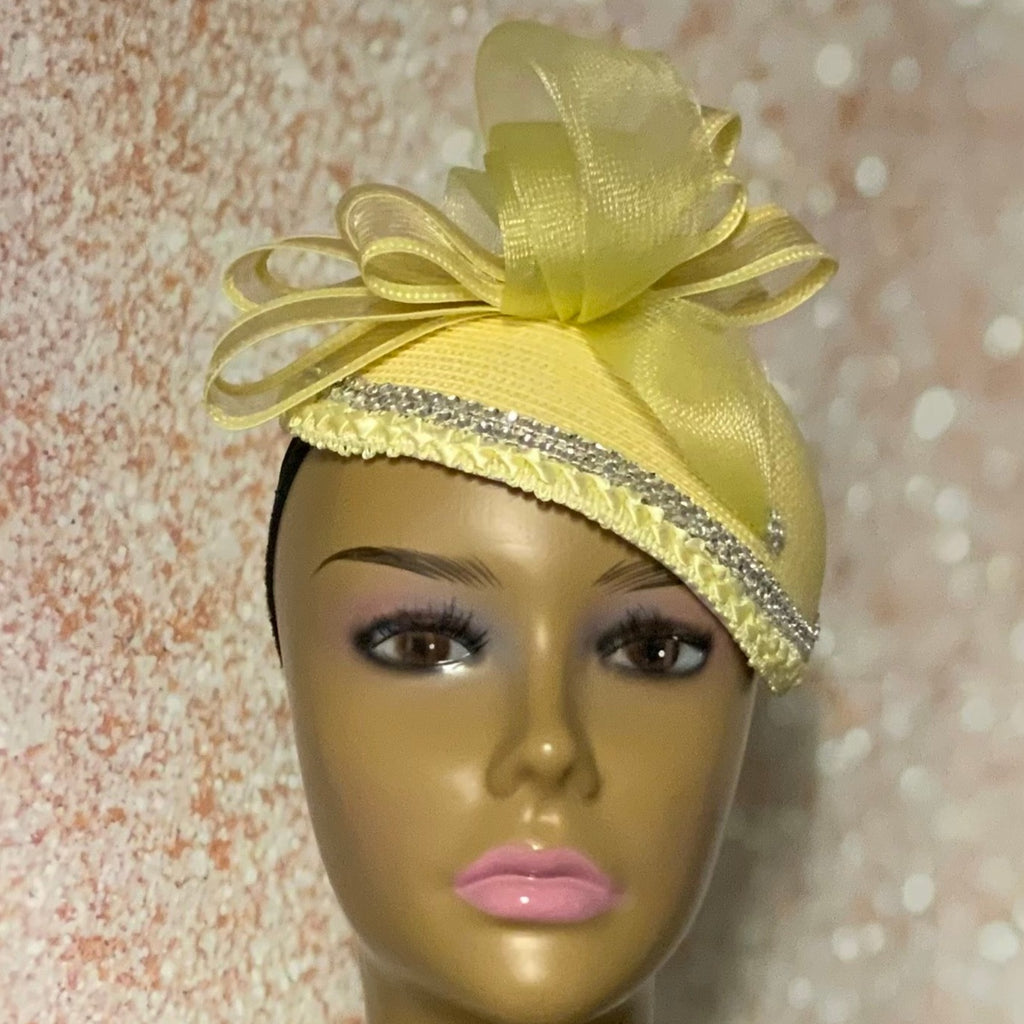 Yellow Fascinator Half Hat