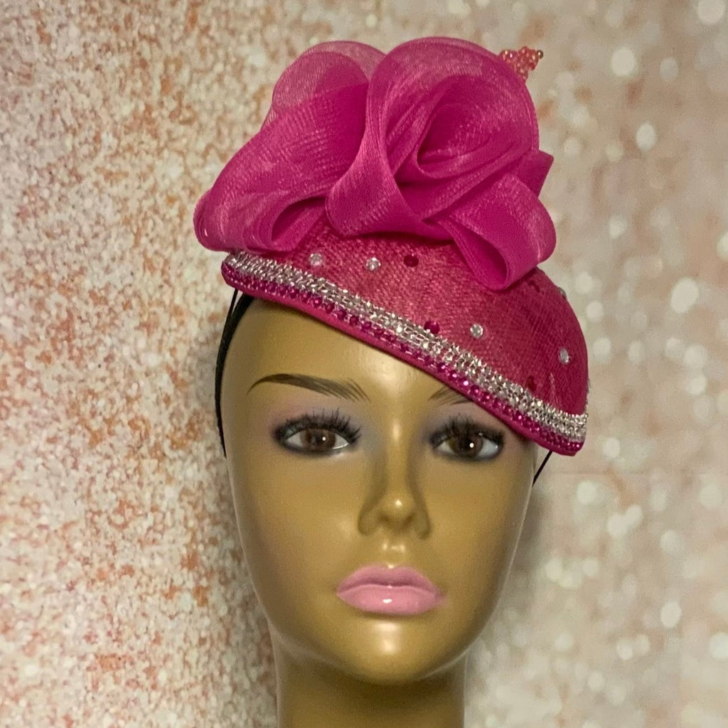 Pink Sinamay Fascinator Half Hat