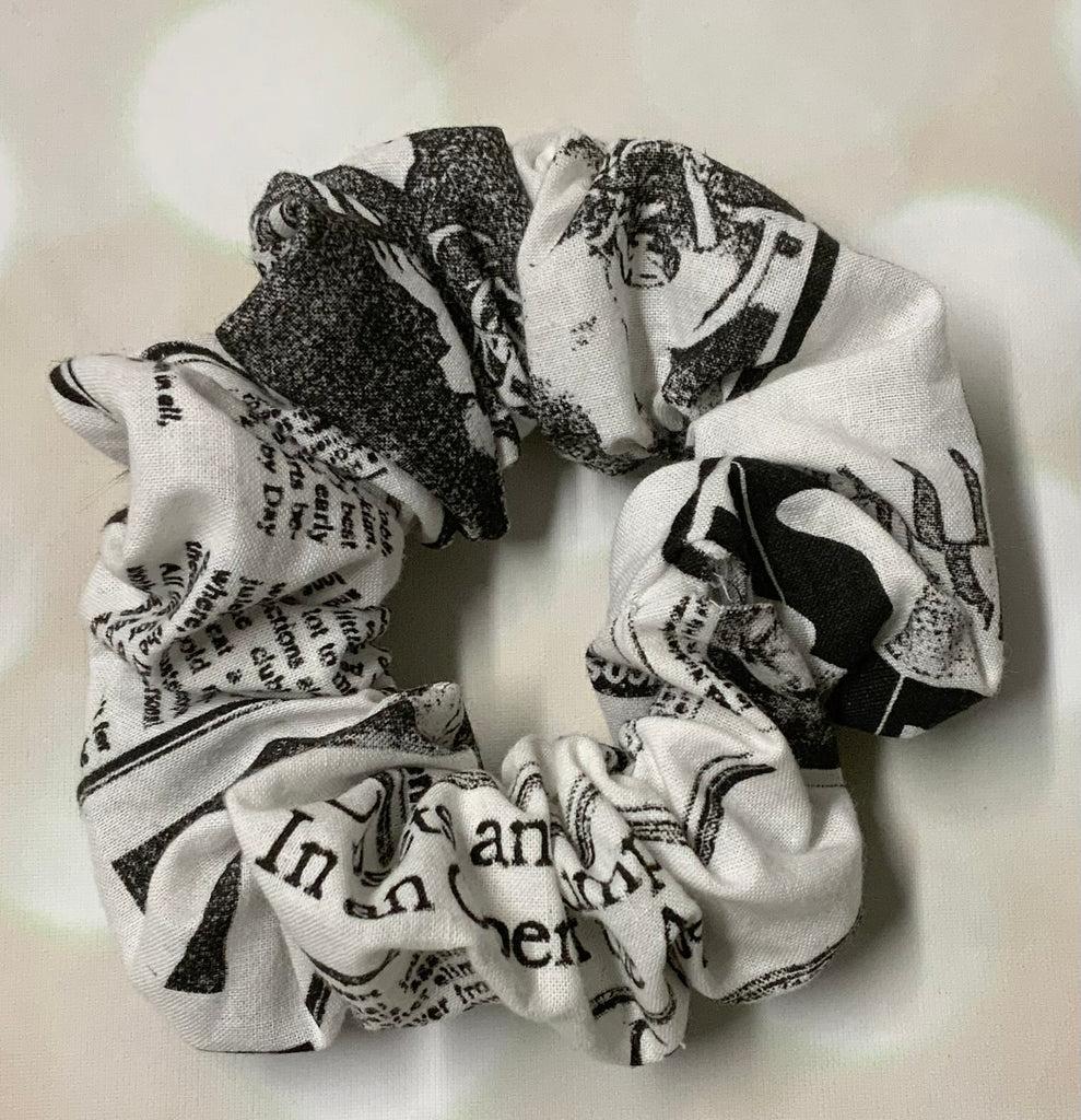 Newspaper Print Scrunchie