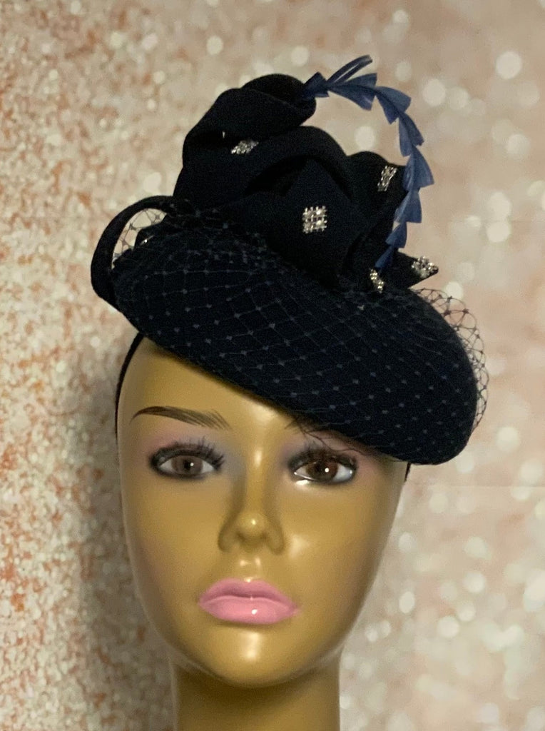 Navy Blue Wool Felt Hat