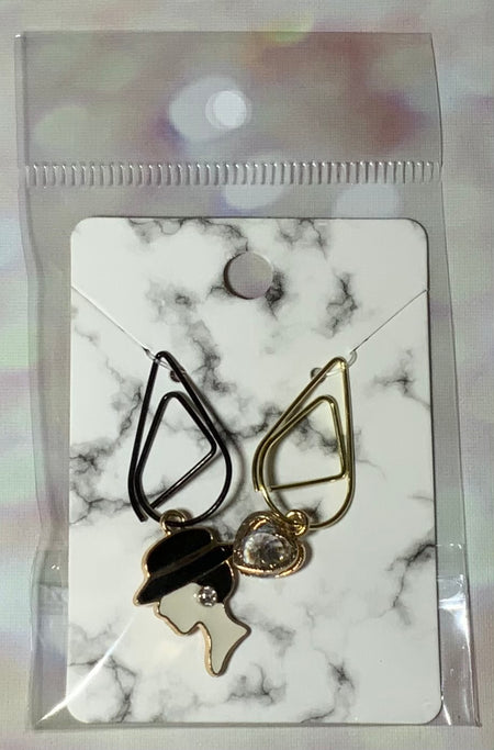 White Metal Bow and Heart Paper Clip Charm