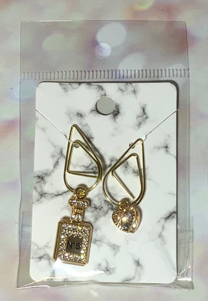 Gold Bling No. 5 Perfume and Heart Paper Clip Charm