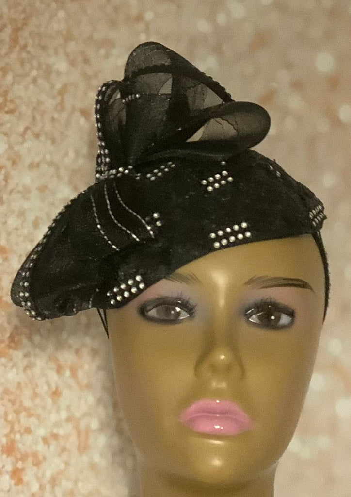 Black Rhinestone Half Hat
