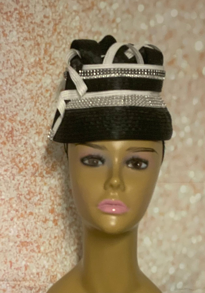 Black and White Spiral Half Hat