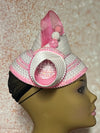 Beautiful Pink and White Beaded Full Hat for Church, Wedding, Mother of the Bride, Head Covering, Tea Parties and other special occasions