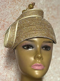 Gold Rhinestone Bling Fascinator Half Hat for Church, Tea Parties, Weddings and other special occasions