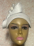 White Beaded Pearl Half Hat Fascinator with Bow for weddings, church and special occasions, Gift for Mom, Sister, Wife, Her