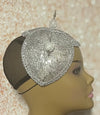 Silver Sinamay Shiny Bling Fascinator Half Hat for Church, Tea Parties, Weddings and other special occasions