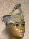 Gold and Silver Beaded Button Circle Fascinator Half Hat for Church, Tea Parties, Weddings and other special occasions