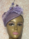 Lavender Sinamay Flower Fascinator half hat for Church, Wedding, Mother of the Bride, Head Covering, Tea Parties and other special occasions