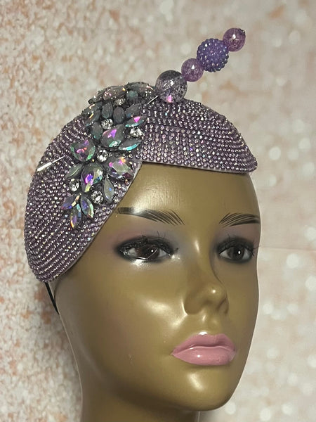 Lavender Double Cup Beaded hat for Church, Weddings, Tea Parties, and other special occasions