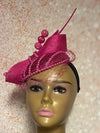 Fuchsia Pink Sequin Beaded Fascinator Half Hat for Church head covering, Tea Party, Wedding, and other Special Occasions