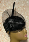 Black Satin Hat for Church, Wedding, Mother of the Bride, Head Covering, Tea Parties