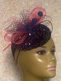 Pink and blue sequins and Rhinestones hat for Church, Wedding, Mother of the Bride, Head Covering, Tea Parties and other special occasions