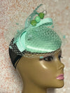 Mint Green Satin Button Pillbox Fascinator Half Hat, Church Head Covering, Headwear, Tea Parties, Weddings, and other Special Occasions