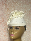Cream Off-White Flower Fascinator Half Hat, Church Head Covering, Tea Party, Weddings and Special Occasions