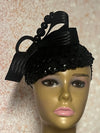 Black Beaded Teardrop Fascinator Half Hat for church, weddings, tea parties and other occasions