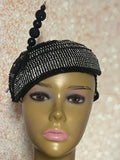 Black Beaded Flower Fascinator Hat for weddings, church and special occasions, Gift for Mom, Sister, Wife, Her