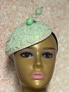 Mint Green Crystal Bead Bling Fascinator | Teardrop Half Hat for Church