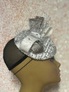 Silver and White Sequin Disc Shiny Bling Fascinator Half Hat for Church, Tea Parties, Weddings and other special occasions